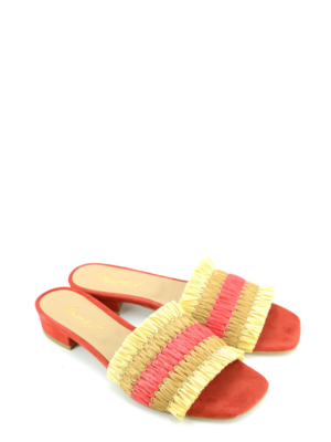 L20 ROSSO CIABATTINA TACCO BASSO FRANGE – LAURA F