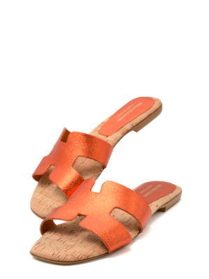 160 GLOSSY ARANCIO CIABATTA TACCO BASSO – MARRADINI