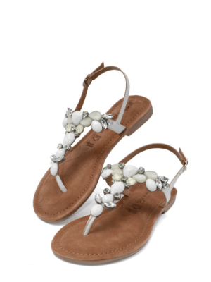 28163-42-197 WHITE BIANCO SANDALO INFRADITO PIETRE -TAMARIS