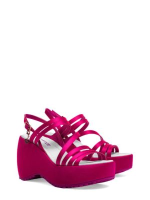 BUBBLE SATIN FUXIA SANDALO ZEPPA ALTA - FORNARINA GLAM