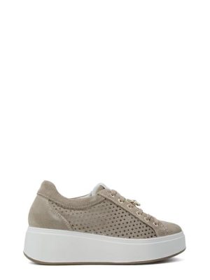 76572 33 CAMOSCIO AVORIO SNEAKER TRAFORATA PLATFORM - IGI&CO