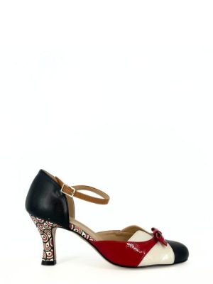 711K025 NERO BURRO ROSSO SCARPA CON FIOCCO - OPEN TOO