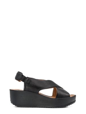 76657 00 CAPRA NERO SANDALO FASCE INCROCIATE -IGI&CO