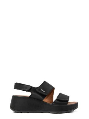 76665 44 NAPPA NERO SANDALO 3 STRAPPI -IGI&CO