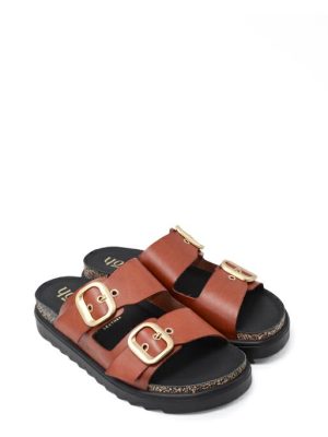 TUNEZ 130 VAQUETILLA NUEZ CUOIO CIABATTA 2 FIBBIE - YOKONO
