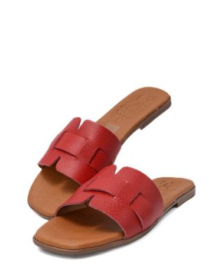 5550 DOYA ROJO ROSSO CIABATTA IN PELLE - OH MY SANDALS