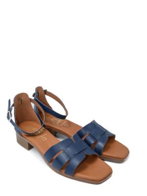 5601 DOYA MARINO BLU SANDALO TACCO BASSO - OH MY SANDALS