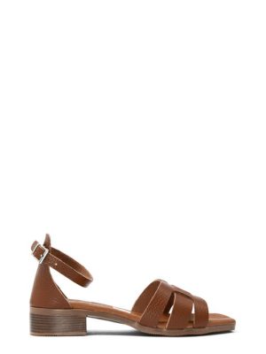 5601 DOYA ROBLE CUOIO SANDALO TACCO BASSO - OH MY SANDALS