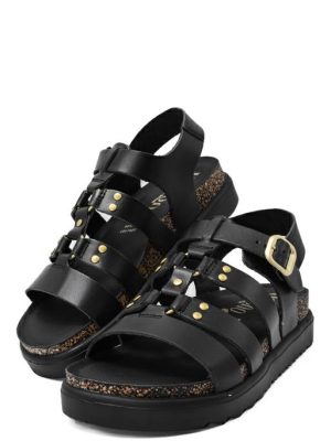 TUNEZ 255 VAQUETILLA NEGRO NERO SANDALO BORCHIE - YOKONO