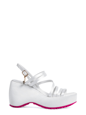 BUBBLE SATIN BIANCO SANDALO ZEPPA ALTA - FORNARINA GLAM