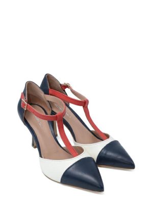 TANGHERA NAPPA BLU/OFF WHITE/ROSSO DECOLLETE - VIA MONDANA