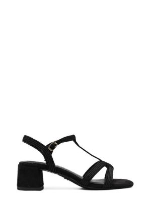 28204-42-001 BLACK NERO SANDALO TACCO MEDIO FASCETTE-TAMARIS