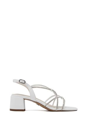 28236-42-100 WHITE BIANCO SANDALO TACCO MEDIO STRASS-TAMARIS
