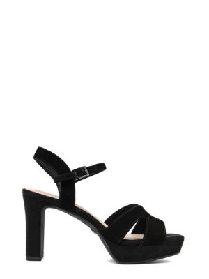 28309-42-007 BLACK NERO SANDALO TACCO ALTO E PLATEAU-TAMARIS