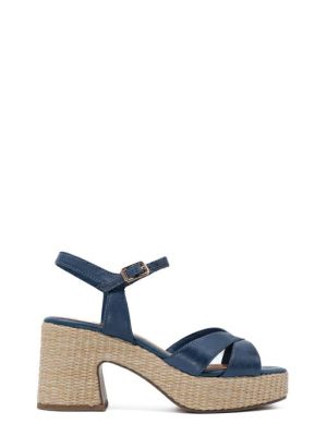 28313-44-800 BLUE SANDALO TACCO MEDIO PLATFORM - TAMARIS