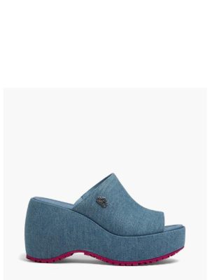BUBBLE COMPASS DENIM ZOCCOLO ZEPPA ALTA - FORNARINA GLAM
