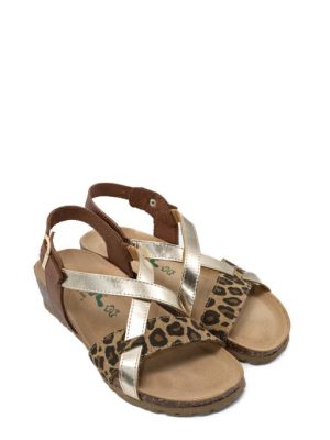 12A826 MULTI LEOPARDINO SANDALO ZEPPA BASSA - BIONATURA