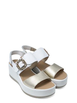 76673 22 PLATINO/BIANCO SANDALO FIBBIA STRASS -IGI&CO