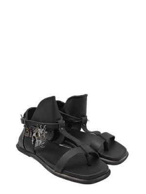 7817 PEL NERO SANDALO INFRADITO SCHIAVA ROMANA - 18+