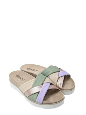 76690 11 SABBIA/SALVIA CIABATTA FASCE MULTICOLOR -IGI&CO
