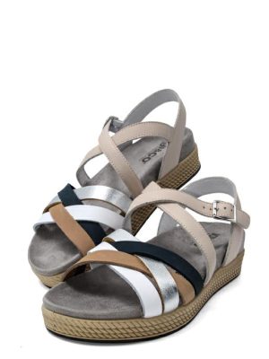76699 11 NATURALE/BLU SANDALO FASCE INTRECCIATE -IGI&CO
