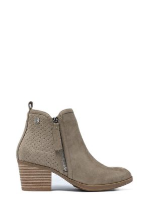 172621 TAUPE STIVALETTO TRAFORATO TACCO MEDIO - REFRESH