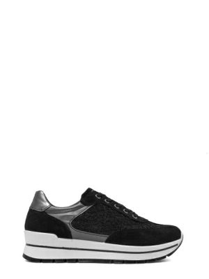 76603 11 NAPPA+RETE NERO SNEAKER -IGI&CO