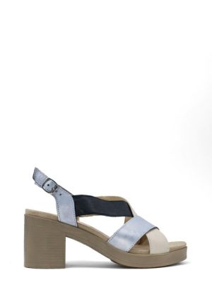 76741 44 CAPRA CIELO/BLU SANDALO FASCE TACCO MEDIO-IGI&CO