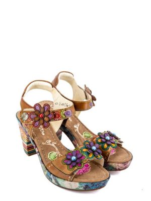 NELLAO 05 BEIGE SANDALO FIORI CON STRAPPO - LAURA VITA