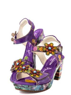 NELLAO 05 VIOLET VIOLA SANDALO FIORI CON STRAPPO- LAURA VITA