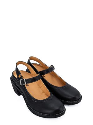 8350 LOTO NEGRO NERO SLINGBACK TACCO LARGO - JUNGLA