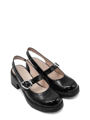 E-7111 LACK NEGRO NERO SLINGBACK TACCO MEDIO - WONDERS