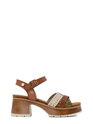172693 CAMEL CUOIO SANDALO TACCO MEDIO   - REFRESH