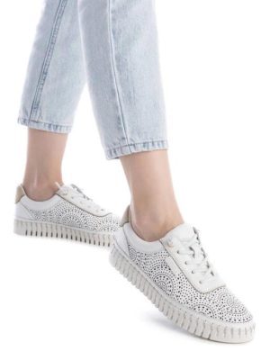 162327 WHITE BIANCO SCARPE DA DONNA PELLE TRAFORATA-CARMELA