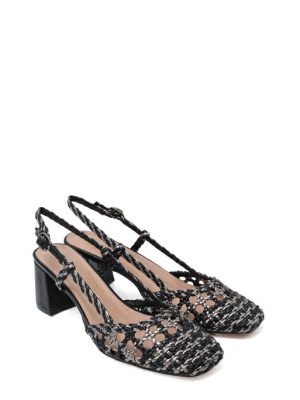 9136 NERO/CANNA DI FUCILE SLINGBACK INTRECCIATA - KHARISMA