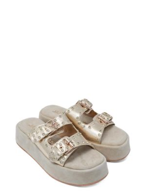 J-122 GOLD ORO SANDALO CIABATTA DOPPIA FASCIA- JANET & JANET