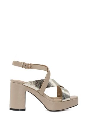 J-293 PLATINO/BEIGE SANDALO TACCO MEDIO - JANET & JANET
