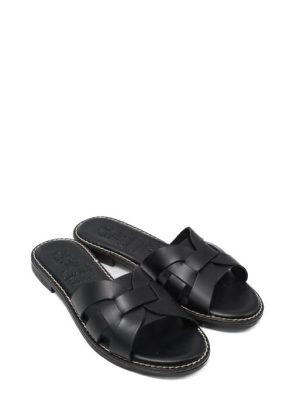 5570 NEGRO NERO ciabatta da donna in pelle – OH MY SANDALS