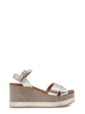 5736 DOYA CHAMPAGNE sandalo zeppa media – OH MY SANDALS