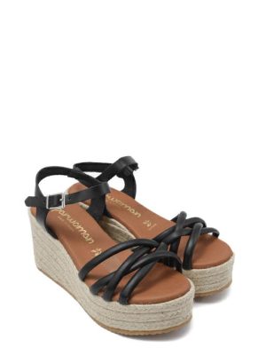 5739 NEGRO NERO sandalo zeppa alta corda - OH MY SANDAL