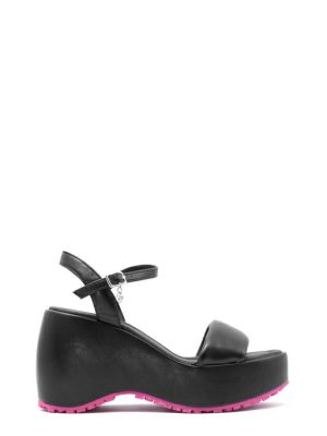 BUBBLE 1 BLACK NERO SANDALO ZEPPA ALTA  - FORNARINA GLAM