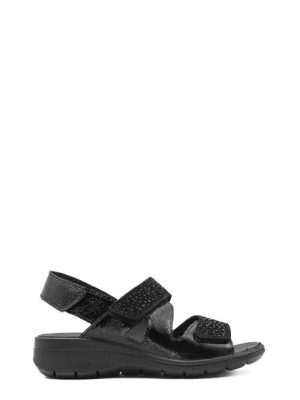 77768 00 NERO STRASS SANDALO DOPPIO STRAPPO -ENVAL SOFT