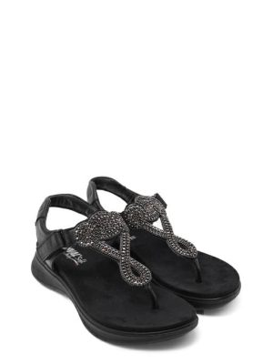 77866 00 NERO SANDALO INFRADITO CON STRASS - ENVAL SOFT