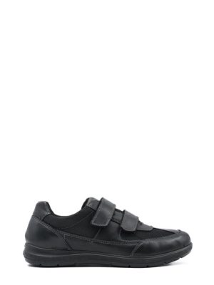 77132 00 PELLE+TESSUTO NERO SCARPA STRAPPO DA UOMO - ENVAL