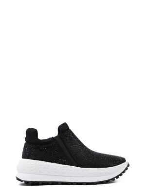 DOUBLE BEATLE BLACK NERO STRASS SLIP-ON -FORNARINA GLAM
