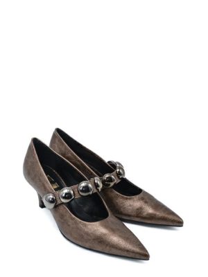 2426015 INDIA BRONZO Decollete mary jane placche - OPEN TOO
